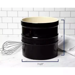 New Kirklands Home Ceramic Oversized Crock with Divider Black