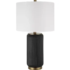 Sale Kirklands Home Black Ceramic Ribbed Table Lamp White