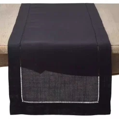 Sale Kirklands Home Classic Hemstitch Border Polyester Runner Black