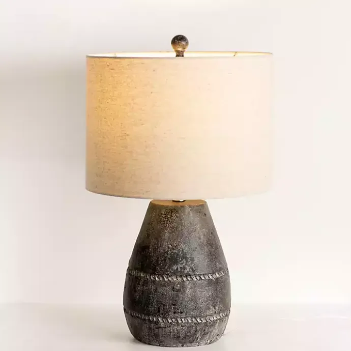 Discount Kirklands Home Black Concrete Porter Table Lamp Ivory