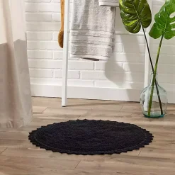 Outlet Kirklands Home Crochet Round Bath Mat Black
