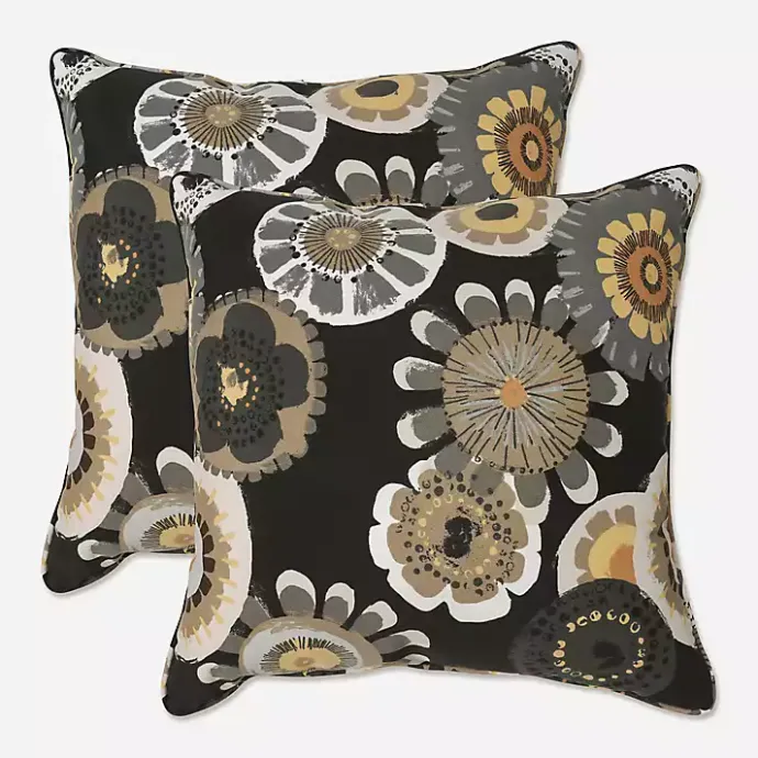 Kirklands Home Black Crosby Outdoor Pillows, Set of 2