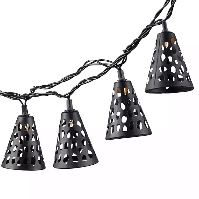 Sale Kirklands Home Cutout Cone Outdoor String Lights Black