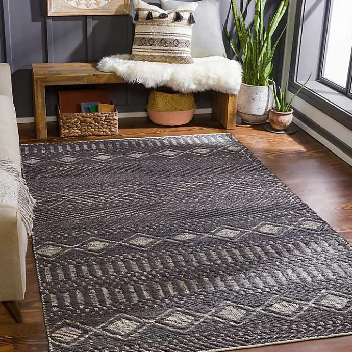 Clearance Kirklands Home Diamond Jute Area Rug, 5x7 Black