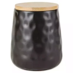 New Kirklands Home Dimpled Bamboo Canisters, Set of 2 Black