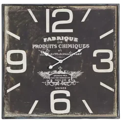 New Kirklands Home Black Distressed Wood Face Square Clock