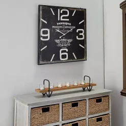 New Kirklands Home Black Distressed Wood Face Square Clock