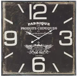 New Kirklands Home Black Distressed Wood Face Square Clock