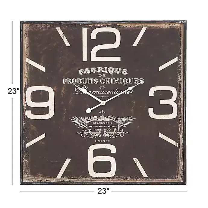New Kirklands Home Black Distressed Wood Face Square Clock