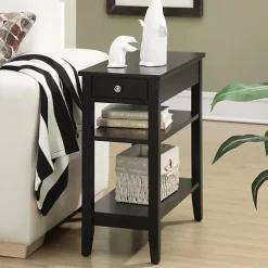 Clearance Kirklands Home Double Shelf Wood Accent Table Black