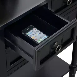 Kirklands Home 3-Drawer Turned Legs Accent Table Black