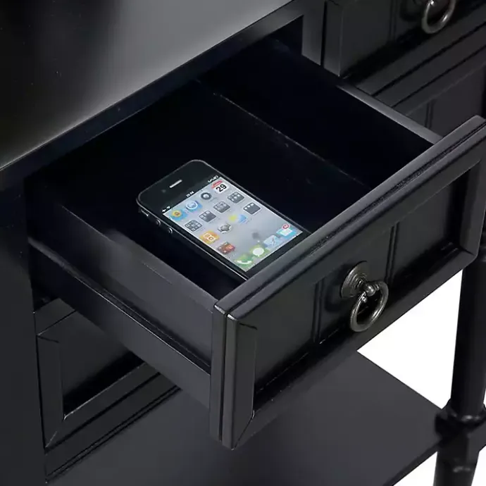 Kirklands Home 3-Drawer Turned Legs Accent Table Black