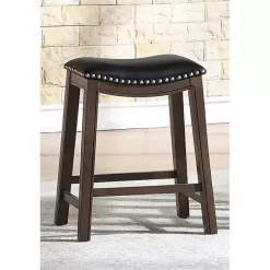 New Kirklands Home Ella Saddle Counter Stool with Nailhead Trim Black