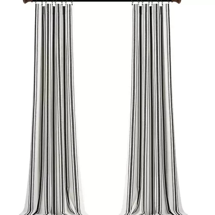 New Kirklands Home Farmhouse Stripe Curtain Panel Set, 108 in. Black