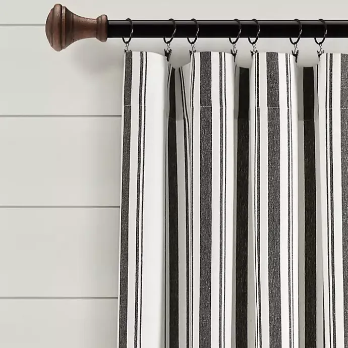 New Kirklands Home Farmhouse Stripe Curtain Panel Set, 108 in. Black