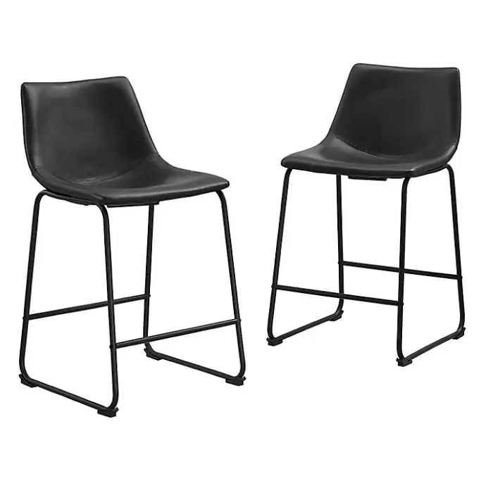Clearance Kirklands Home Faux Leather Counter Stools, Set of 2 Black
