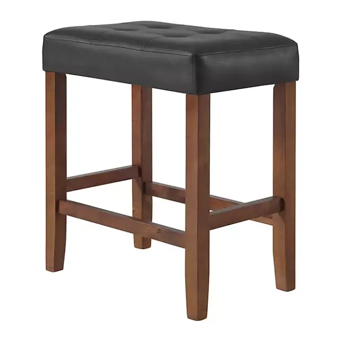 Discount Kirklands Home Faux Leather Madison Walnut Counter Stool Black