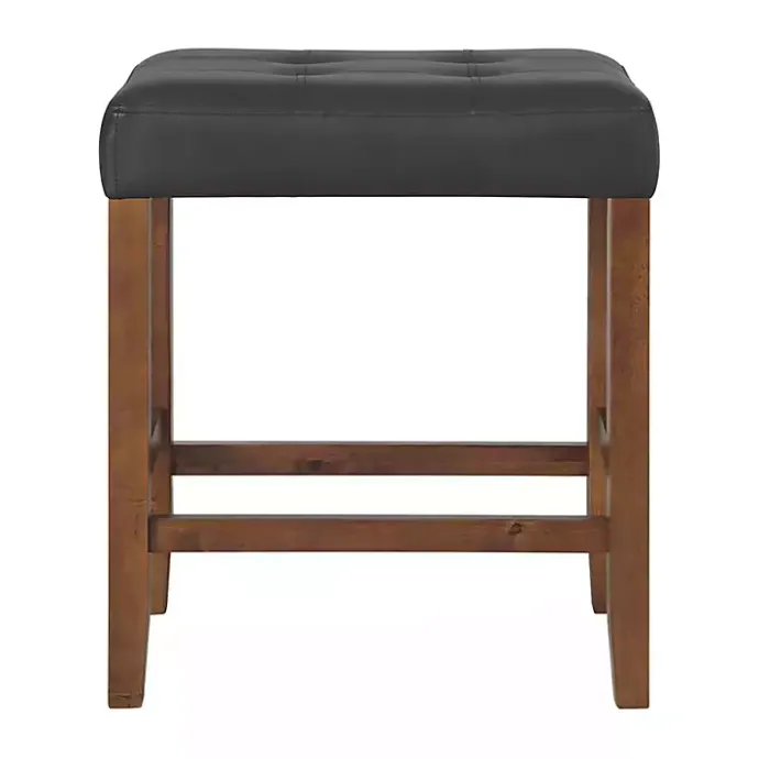 Discount Kirklands Home Faux Leather Madison Walnut Counter Stool Black