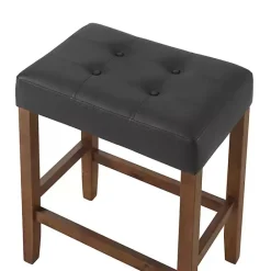 Discount Kirklands Home Faux Leather Madison Walnut Counter Stool Black