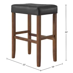 Best Kirklands Home Black Faux Leather Madison Walnut Stool Bar