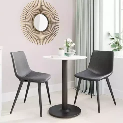 Clearance Kirklands Home Faux Leather Scoop Dining Chairs, Set of 2 Black