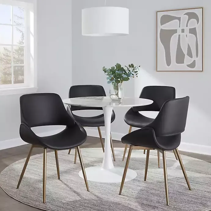 Sale Kirklands Home Faux Leather Scooped Accent Chairs, Set of 2 Black