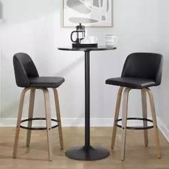Outlet Kirklands Home Faux Leather Torino Bar Stools, Set of 2 Black