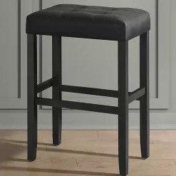 Online Kirklands Home Faux Leather Tufted Madison Bar Stool Black