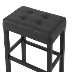 Online Kirklands Home Faux Leather Tufted Madison Bar Stool Black