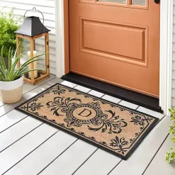 Kirklands Home Black Fleur De Lis Monogram D Doormat