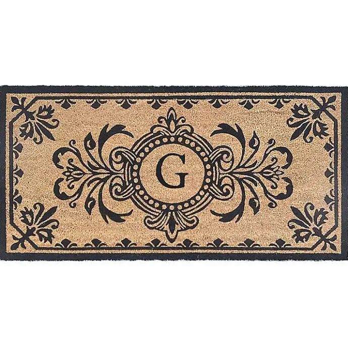 New Kirklands Home Black Fleur De Lis Monogram G Doormat