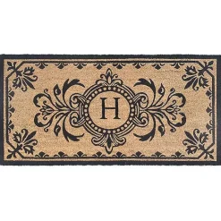 Outlet Kirklands Home Black Fleur De Lis Monogram H Doormat