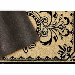 Outlet Kirklands Home Black Fleur De Lis Monogram H Doormat