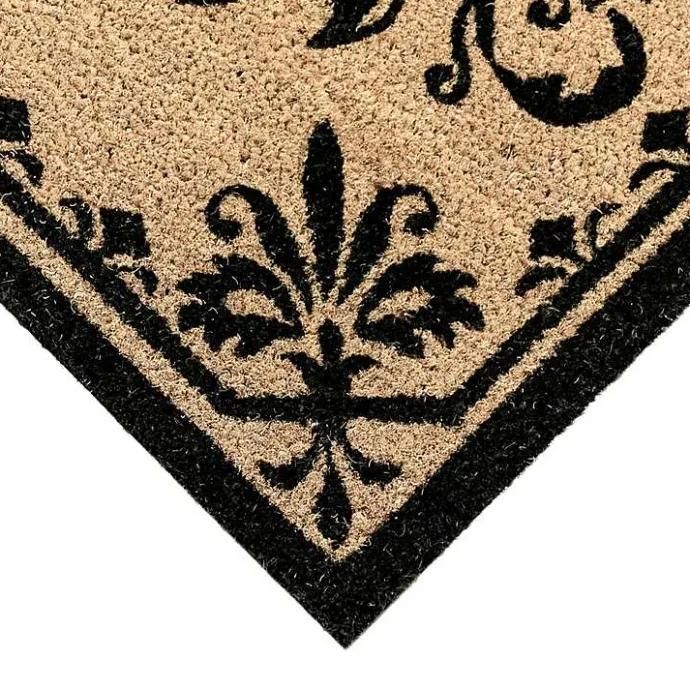 Outlet Kirklands Home Black Fleur De Lis Monogram H Doormat