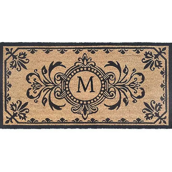 Online Kirklands Home Black Fleur De Lis Monogram M Doormat