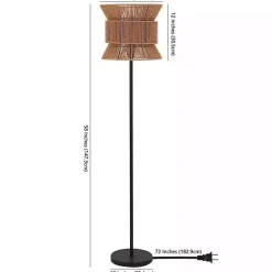 New Kirklands Home Black Floor Lamp with Natural Woven Shade Brown