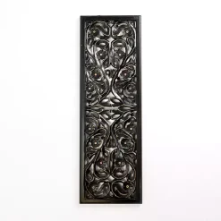 Discount Kirklands Home Floral Carved Wood Wall Plaque Black