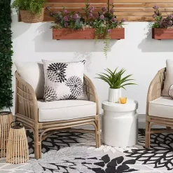 Discount Kirklands Home Floral Chevron Outdoor Throw Pillow Black