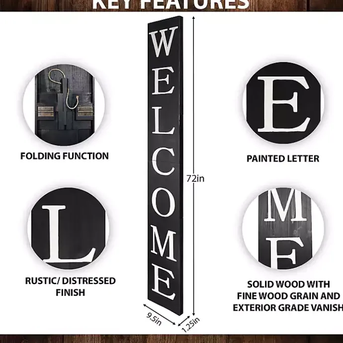 Sale Kirklands Home Foldable Welcome Porch Board Black
