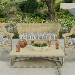 Online Kirklands Home French Edge Outdoor Wicker Settee Cushion Black