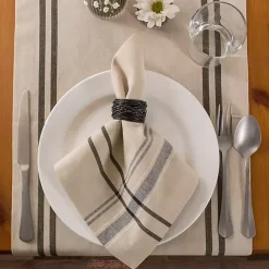 Kirklands Home French Stripe Napkins, Set of 6 Black