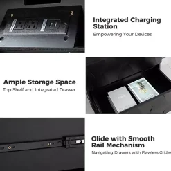 Kirklands Home Geometric 2-Drawer Charging Nightstand Black