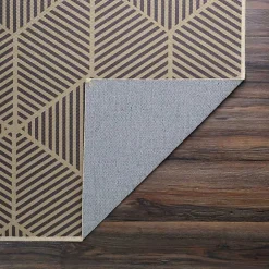 New Kirklands Home Black Geometric Washable Area Rug, 5x7