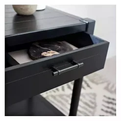 Kirklands Home Geometrical Industrial Pull Accent Table Black