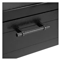 Kirklands Home Geometrical Industrial Pull Accent Table Black