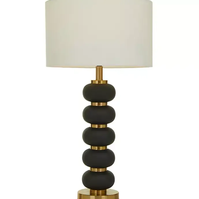 New Kirklands Home Black Gold Metal Spindle Table Lamp Cream