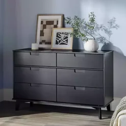 Online Kirklands Home Grooved Handle 6-Drawer Dresser Black