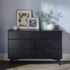 Online Kirklands Home Grooved Handle 6-Drawer Dresser Black