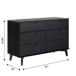 Online Kirklands Home Grooved Handle 6-Drawer Dresser Black