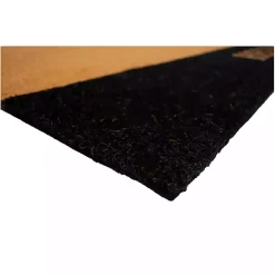 New Kirklands Home Black Hello Bold Stripe Coir Doormat, 24 in.